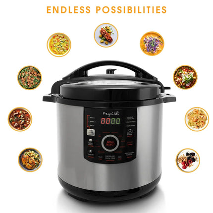12 Quart Steel Digital Pressure Cooker 15 Presets Large Capacity Multi Cook