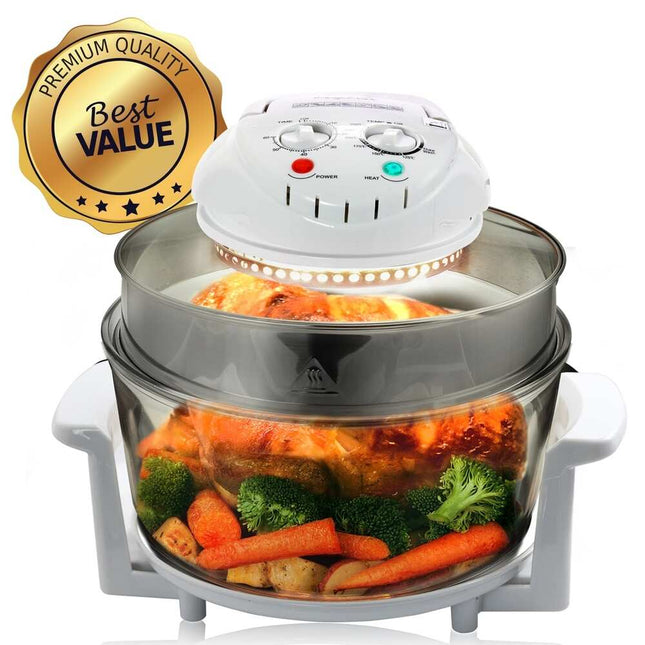 Multipurpose Countertop Halogen Oven Air Fryer White Convection Cooker 12L
