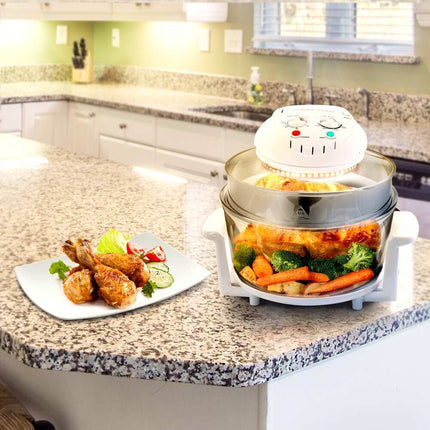 Multipurpose Countertop Halogen Oven Air Fryer White Convection Cooker 12L