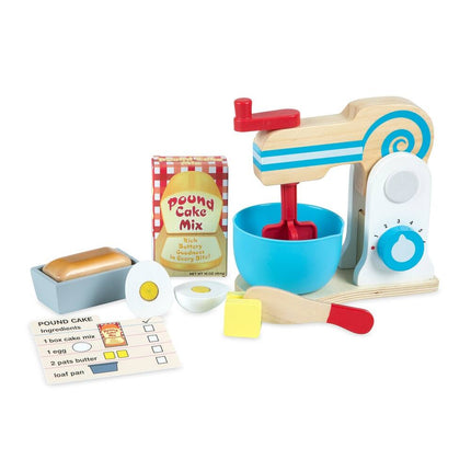 Wooden Make-a-Cake Mixer Play Set for Kids with Pretend Baking Accessories