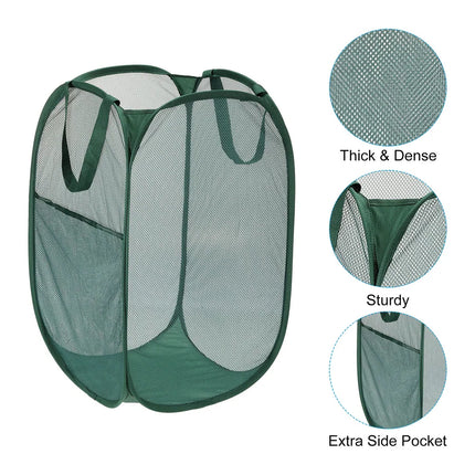 Portable Mesh Laundry Hamper Foldable Laundry Bag 1 Pc Storage Basket
