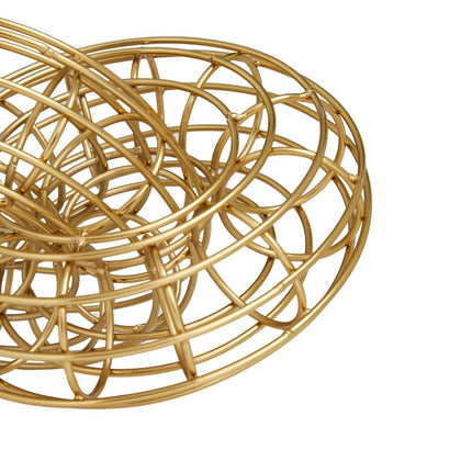Metal Wire Chain Sculpture Set of 2 Gold Finish Modern Home Decor Accent
