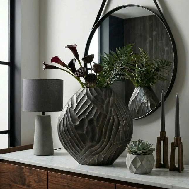 Metal Modern Textured Vase for Elegant Home and Table Décor
