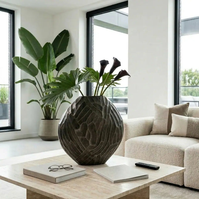 Metal Modern Textured Vase for Elegant Home and Table Décor