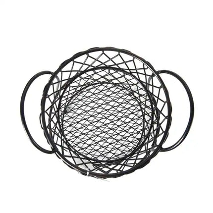 2 Tier Loop and Lattice Basket Organizer Metal Storage Rack for Home