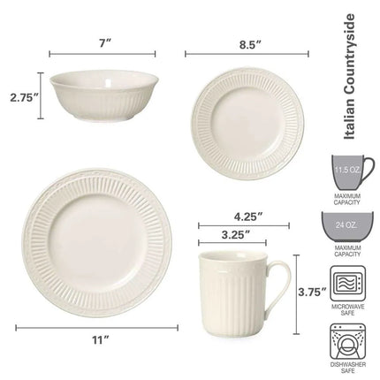 16-Piece Italian Countryside Dinnerware Set – Plates & Bowls