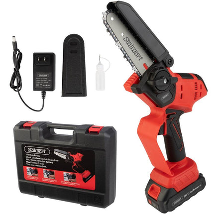 Mini Chainsaw 5" Cordless Handheld Saw 20V Battery Charger Carry Case