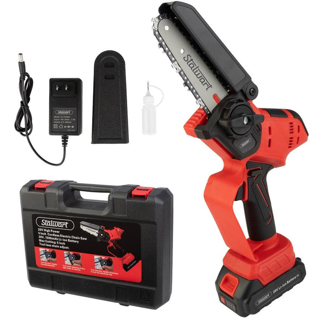 Mini Chainsaw 5" Cordless Handheld Saw 20V Battery Charger Carry Case