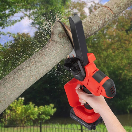 5" Mini Chainsaw with 20V 1500mAh Battery, Charger & Carry Case - Red/Black