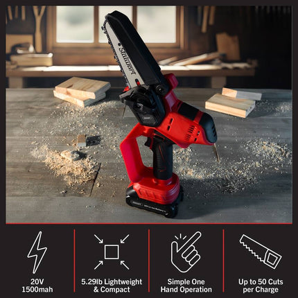Mini Chainsaw 5" Cordless Handheld Saw 20V Battery Charger Carry Case