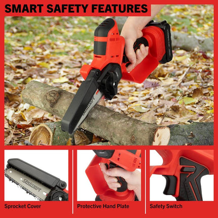 Mini Chainsaw 5" Cordless Handheld Saw 20V Battery Charger Carry Case