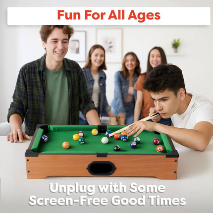 Mini Table Top Pool Table Set Portable Billiards Game for Kids and Adults