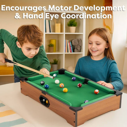 Mini Table Top Pool Table Set Portable Billiards Game for Kids and Adults