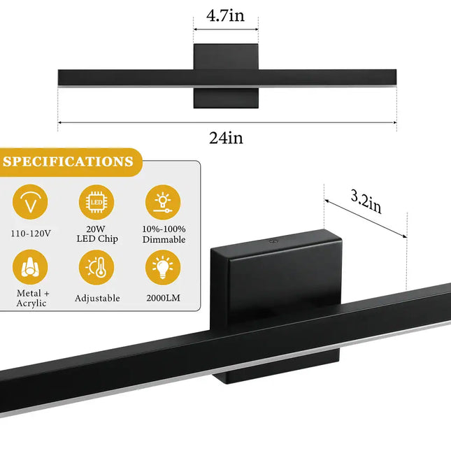 Minimalist Linear LED Bathroom Vanity Light 24/32 Inch Dimmable Mirror Sconce