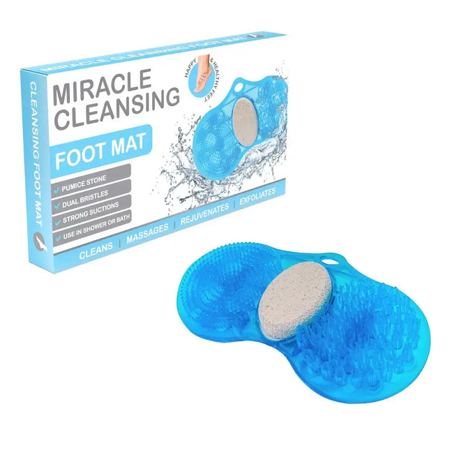 Miracle Cleansing Dual Foot Scrub Pumice Shower Mat Non Slip Bathroom Pad