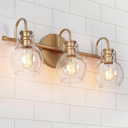 3-Light Modern Vanity Light – Minimal Globe Glass Wall Sconce for Bathroom