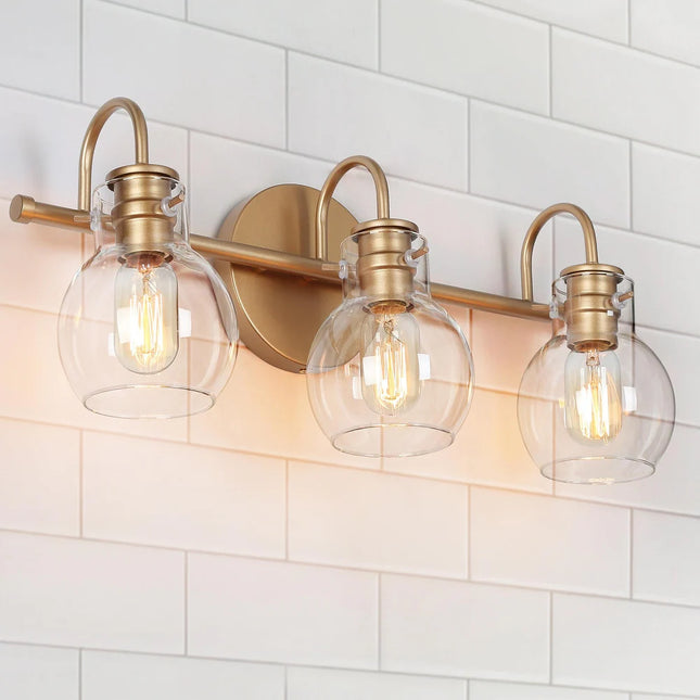 3-Light Modern Vanity Light – Minimal Globe Glass Wall Sconce for Bathroom