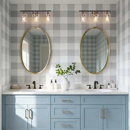 Modern Black Gold Bathroom Vanity Light – Hammered Glass Sconces 1/2/3/4-Light