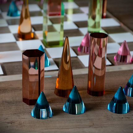 Modern Acrylic Chess Set with 32 Colorful Pieces by Trademark Games