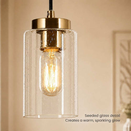 Modern Farmhouse Black Gold 1-Light Dimmable Kitchen Island Pendant Light 4.5" D x 7.5" H