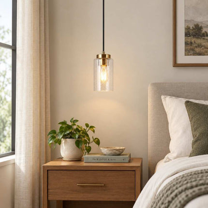 Modern Farmhouse Black Gold 1-Light Dimmable Kitchen Island Pendant Light 4.5" D x 7.5" H