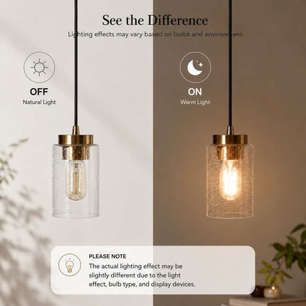 Modern Farmhouse Black Gold 1-Light Dimmable Kitchen Island Pendant Light 4.5" D x 7.5" H