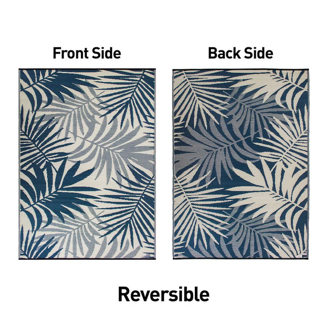 Modern Floral Reversible Outdoor Plastic Rug for Patio and Garden
