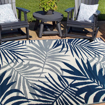 Modern Floral Reversible Outdoor Plastic Rug for Patio and Garden
