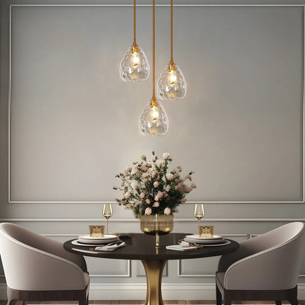 Modern Gold Hand-Blown Teardrop Glass Pendant Light for Kitchen