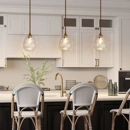 Modern Gold Hand-Blown Teardrop Glass Pendant Light for Kitchen