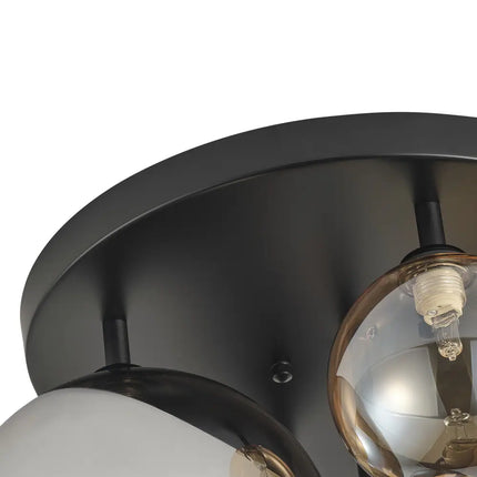 Modern 5-Light Semi Flush Ceiling Light – Grey & Brown, Globe Glass Shades