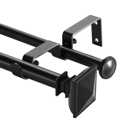 Modern Square Urn Double Curtain Rod – Adjustable for Drapery