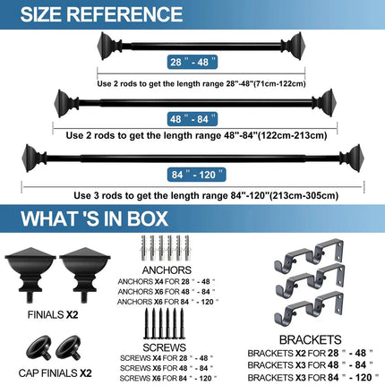 Modern Square Urn Double Curtain Rod – Adjustable for Drapery