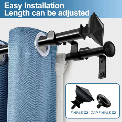 Modern Square Urn Double Curtain Rod – Adjustable for Drapery