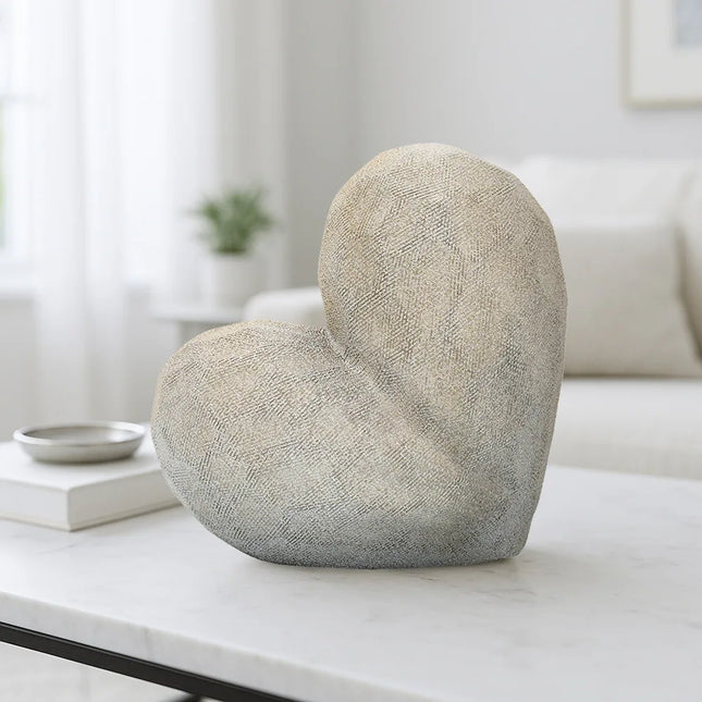 Modern Geometric Heart Sculpture – Ceramic Decorative Object