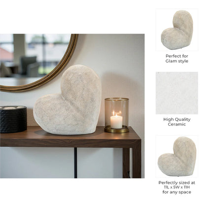 Modern Geometric Heart Sculpture – Ceramic Decorative Object