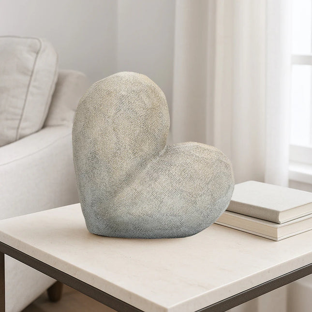 Modern Geometric Heart Sculpture – Ceramic Decorative Object
