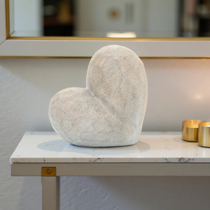 Modern Geometric Heart Sculpture – Ceramic Decorative Object