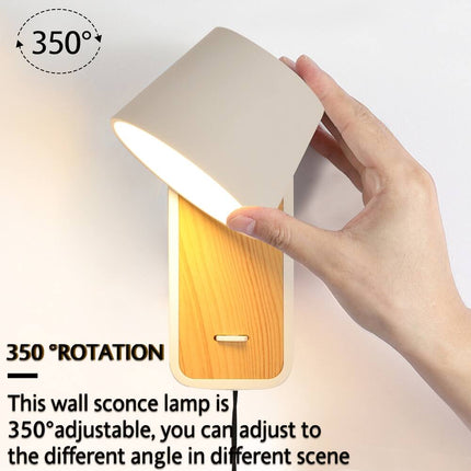 Modern Plug In Wall Lamp Indoor Nordic Bedside Rotatable Reading Light Fixture