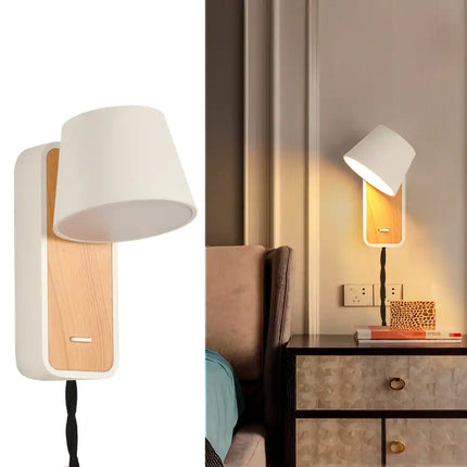 Modern Plug In Wall Lamp Indoor Nordic Bedside Rotatable Reading Light Fixture