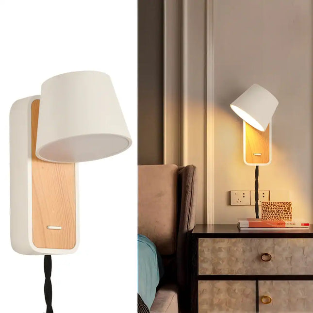 Modern Plug In Wall Lamp Indoor Nordic Bedside Rotatable Reading Light Fixture