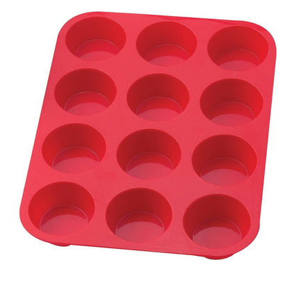 12-Cup Nonstick Silicone Muffin Pan Flexible Oven Safe Baking Mold Tray