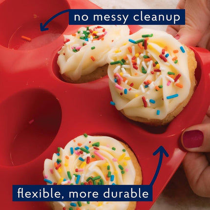 12-Cup Nonstick Silicone Muffin Pan Flexible Oven Safe Baking Mold Tray