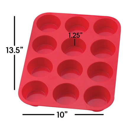 12-Cup Nonstick Silicone Muffin Pan Flexible Oven Safe Baking Mold Tray