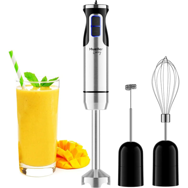 Mueller Immersion Blender Handheld 8 Speed 3 in 1 Stainless Steel Blender