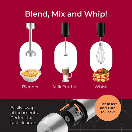 Mueller Immersion Blender Handheld 8 Speed 3 in 1 Stainless Steel Blender
