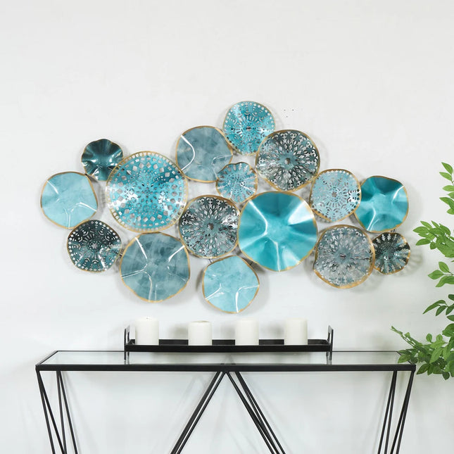 Multi-Colored Metal 3D Overlapping Discs Wall Art Decor for Home