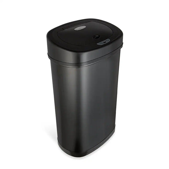 Oval Motion Sensor Trash Can 13.2 Gallon Black Stainless Steel DZT-50-9BK