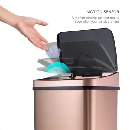 Gold Rectangular Motion Sensor Trash Can – 13.2 Gal / 50 L