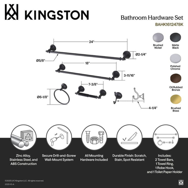 Naples Bathroom Towel Bar Set 18 Inch 24 Inch Black Wall Mounted Rack
